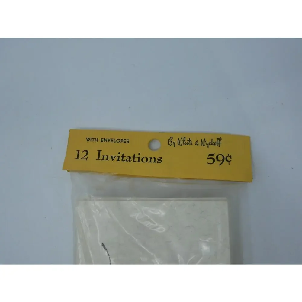 Vtg 12 Cocktail Party Invitation Cards MCM Retro 1960's White & Wyckoff USA NOS